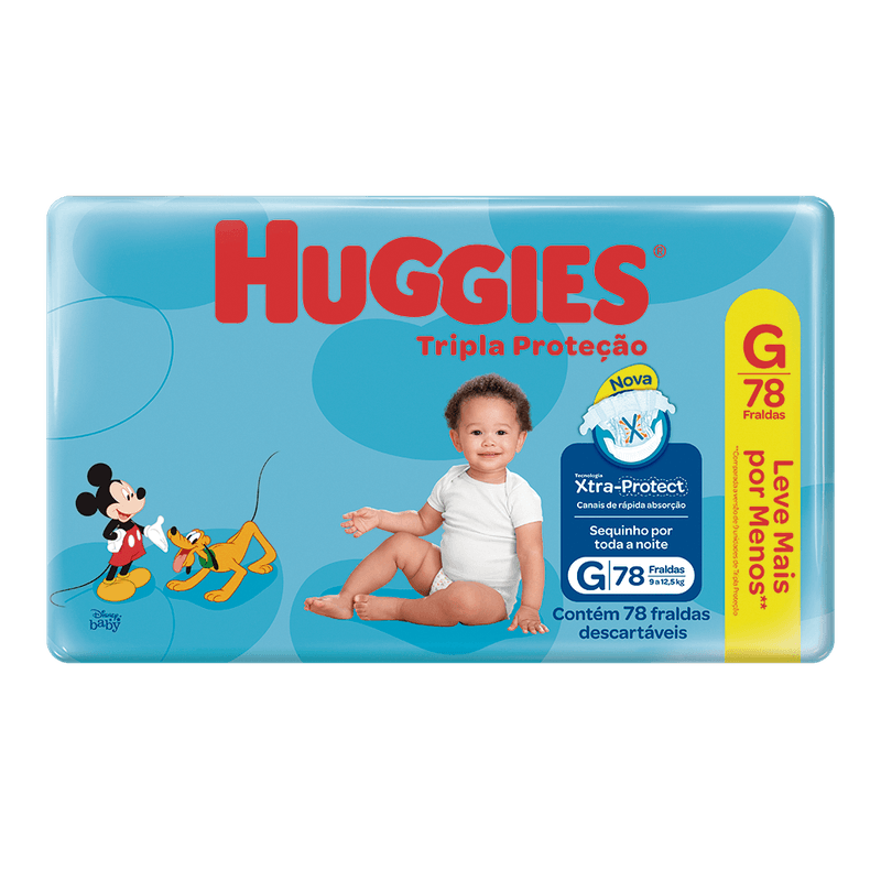Fralda Descartvel Huggies Tripla Proteo Hiper G com 78un Leve Mais Pague Menos