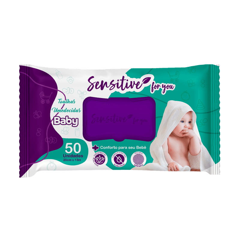 Toalha Umedecida Sensitive For you Baby com 50un