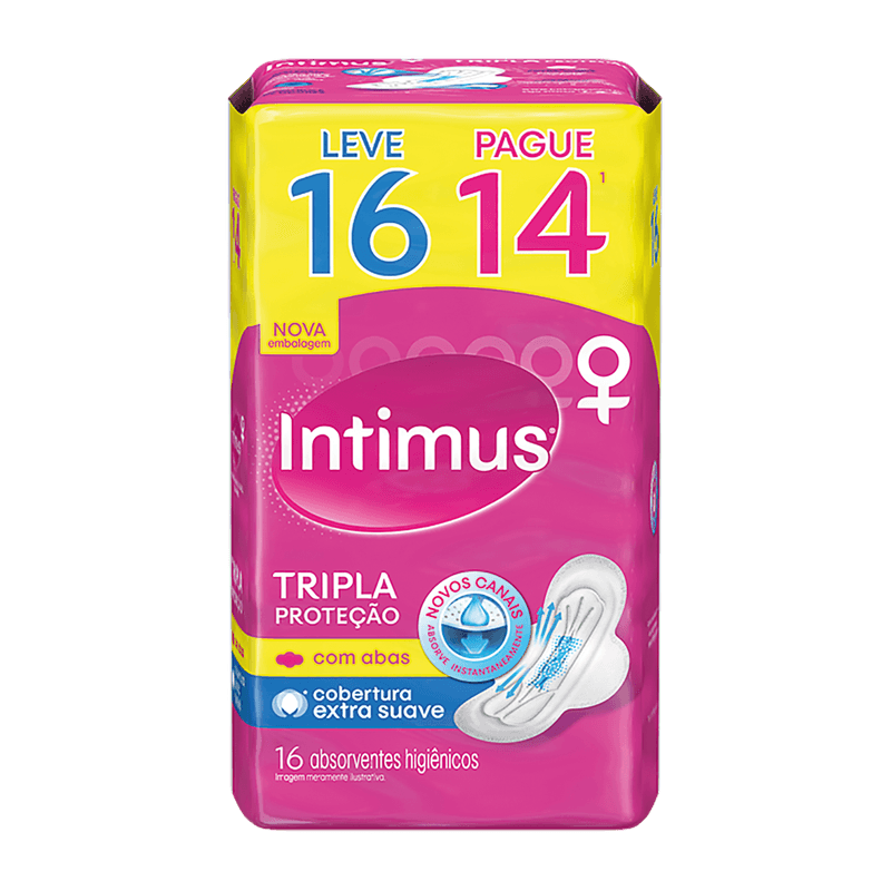 Absorvente Intimus Suave com Abas Leve 16un Pague 14un