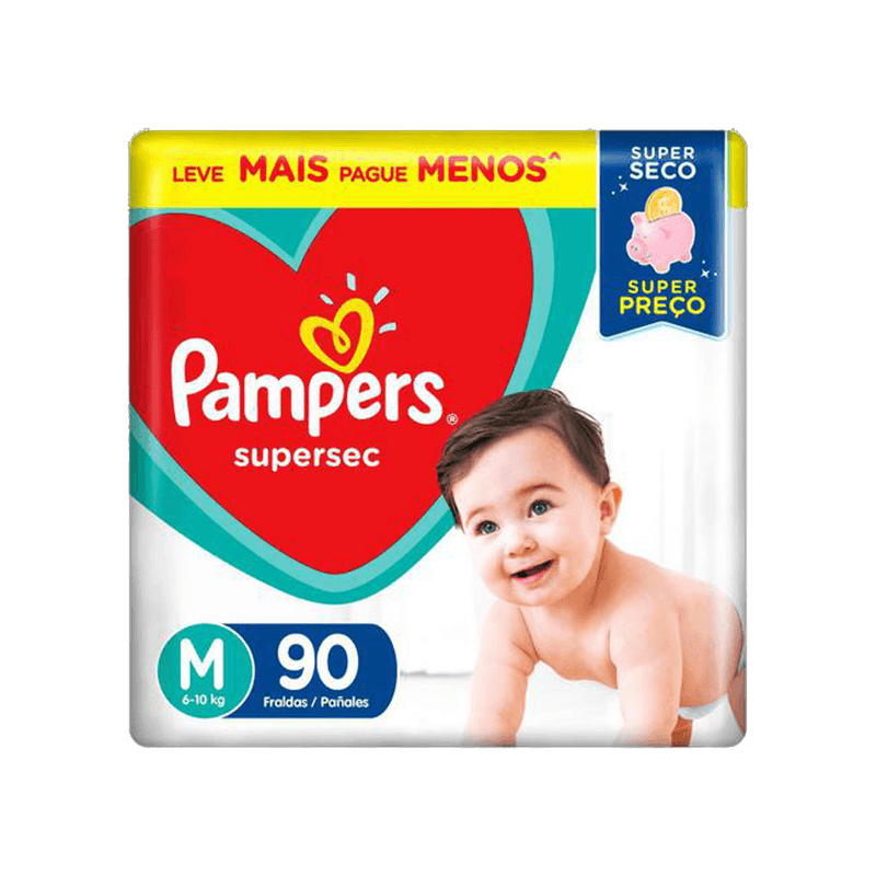 Fralda Descartvel Pampers Supersec Jumbo M com 90un Leve Mais Pague Menos