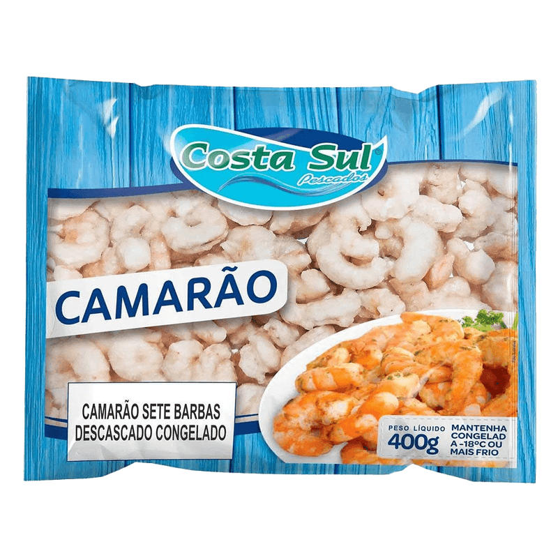 Camaro Cru Costa Sul Congelado Descascado IQF Pequeno 400g