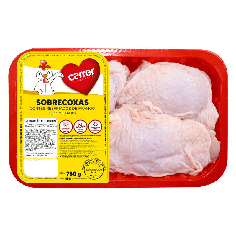 Sobrecoxa de Frango Carrer Resfriada Bandeja 750g