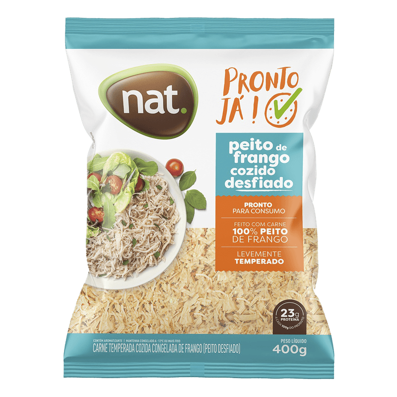 Fil de Peito de Frango Nat Desfiado Congelado Pacote 400g