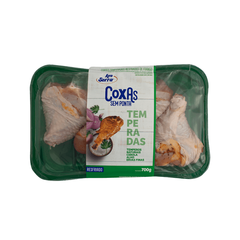 Coxa de Frango Ave Serra Sem Ponta Temperada Resfriado Bandeja 700g