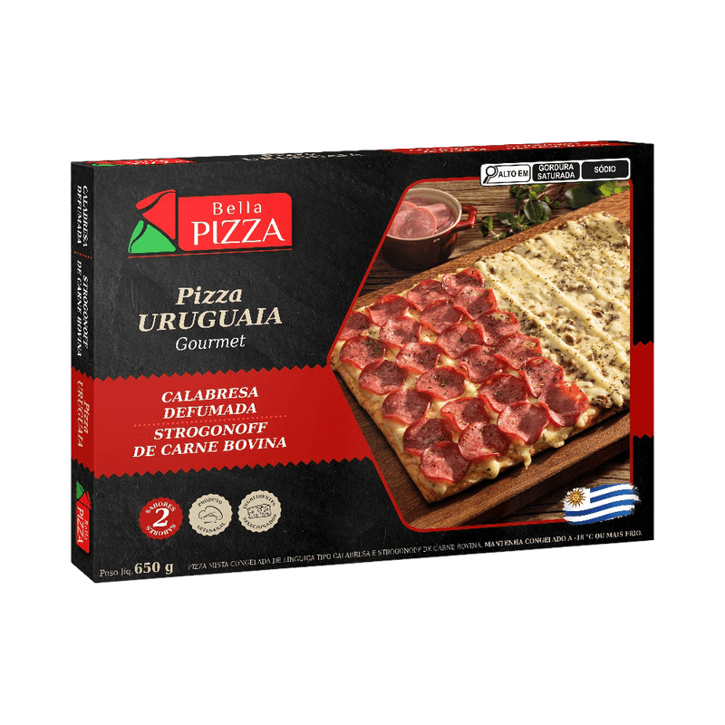 Pizza Bella Pizza Gourmet Calabresa e Strogonoff Congelada Uruguaia 650g