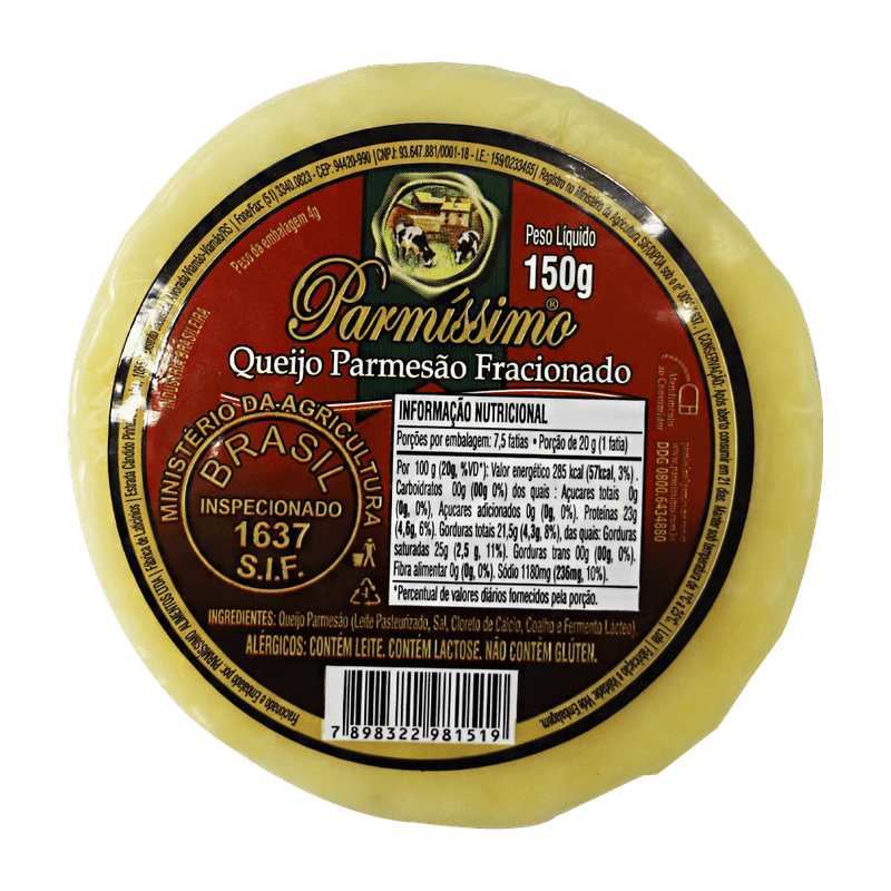 Queijo Parmssimo Parmeso Fracionado 150g