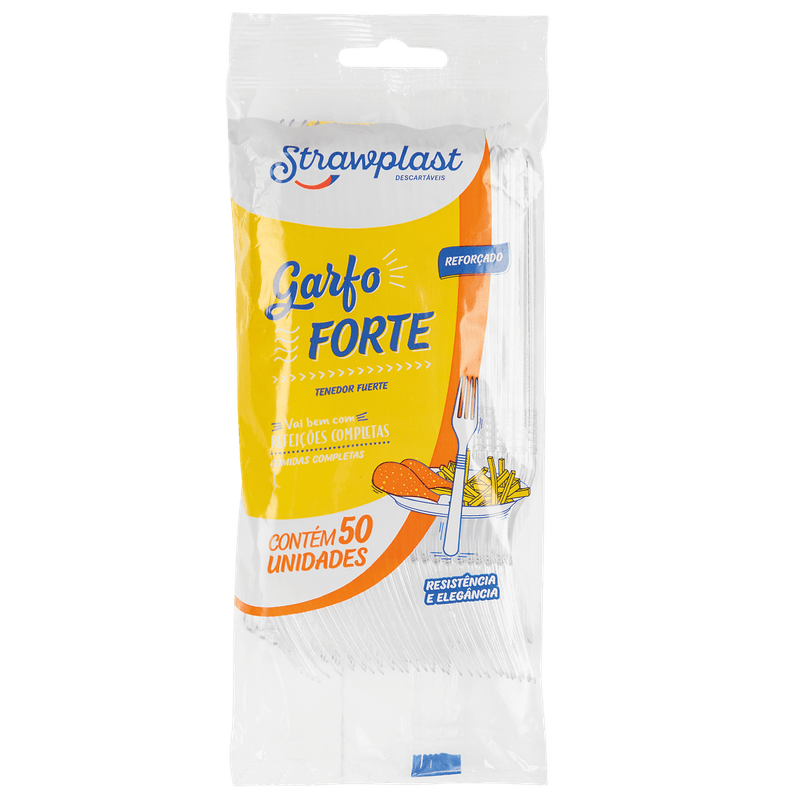 Garfo de Plstico Strawplast Cristal com 50un