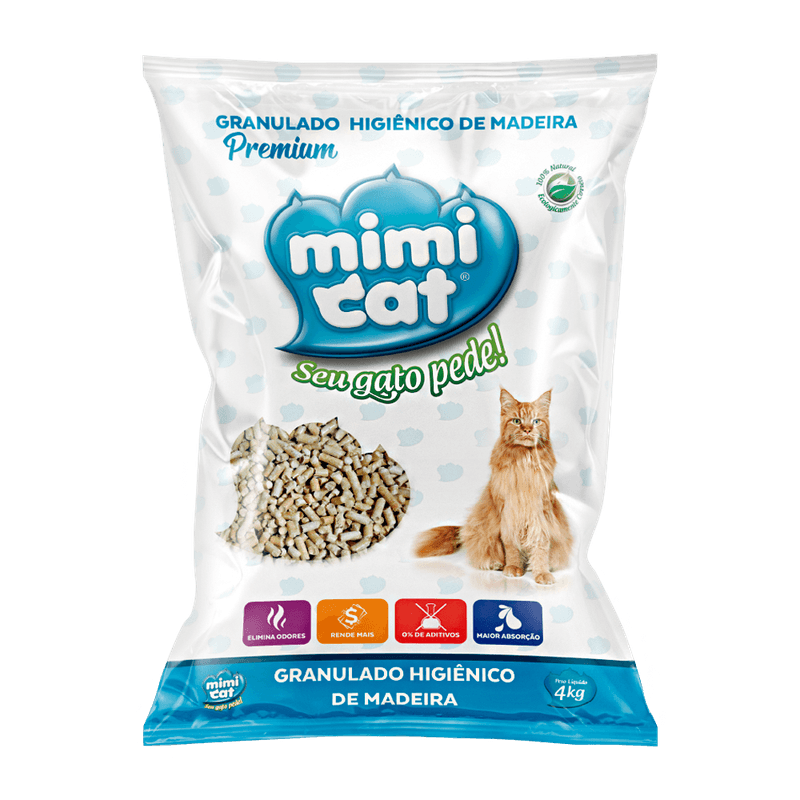 Granulado Higinico de Madeira Mimicat Vegetal 4kg