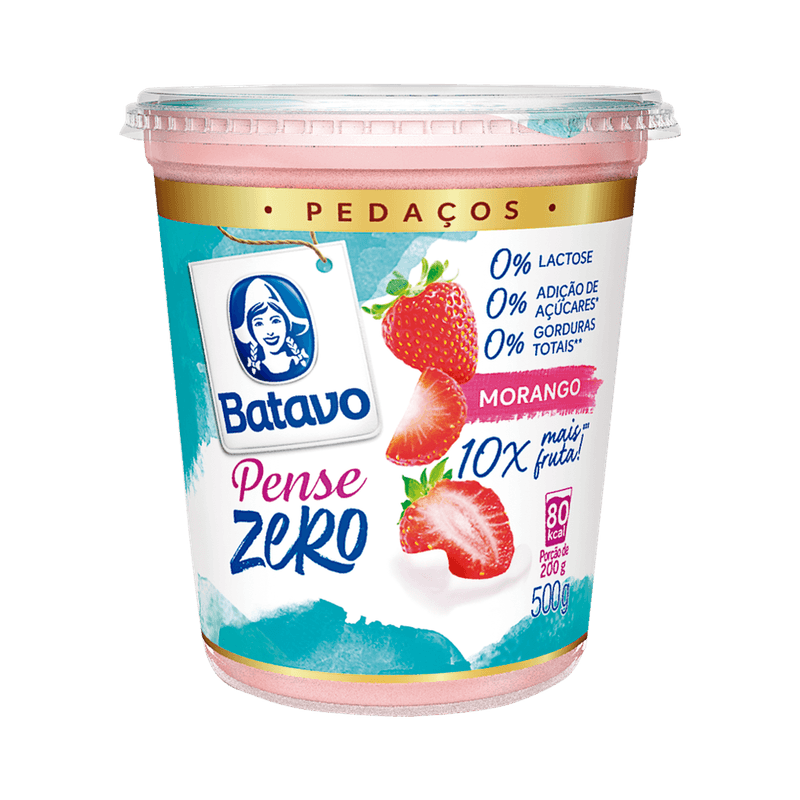 Iogurte Batavo Pense Zero Morango com Pedaos Pote 450g