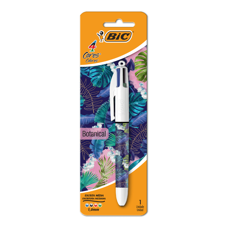 Caneta-Bic-4-Cores-Azul-Preta-Vermelha-e-Verde-Floral