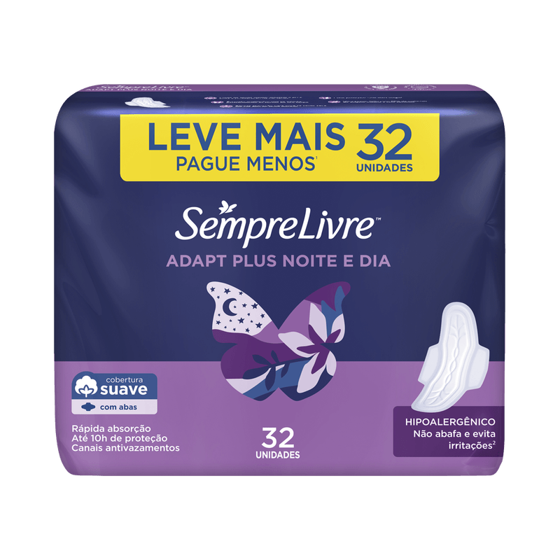 Absorvente-Sempre-Livre-Adapt-Plus-Noite-e-Dia-com-Abas-com-32un
