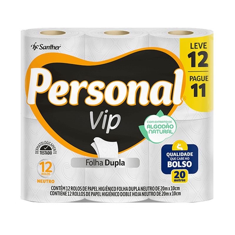 Papel-Higinico-Personal-Vip-Neutro-Folha-Dupla-20m-Leve-12-Rolos-Pague-11-Rolos