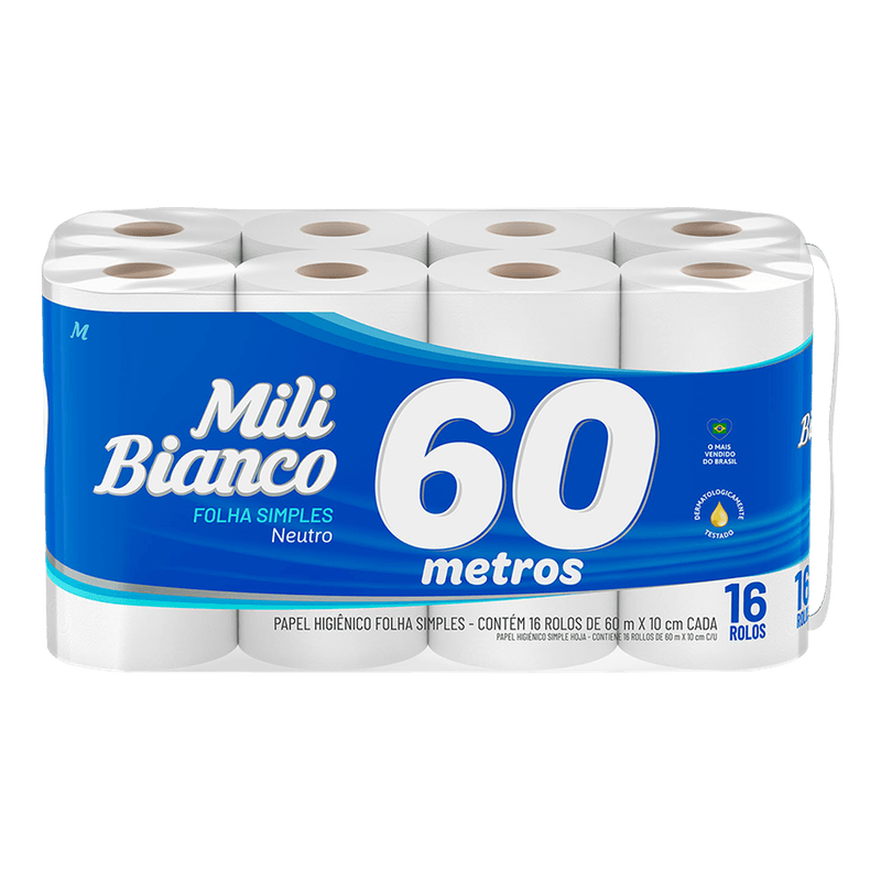 Papel-Higinico-Mili-Folha-SimplesNeutro-60m-Leve-16-Rolos-Pague-15-Rolos