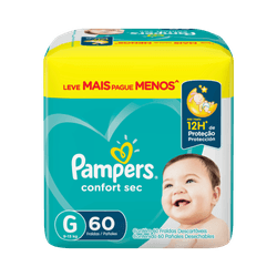 Fralda Descartável Pampers Confort Sec Super G com 60un Leve Mais, Pague Menos
