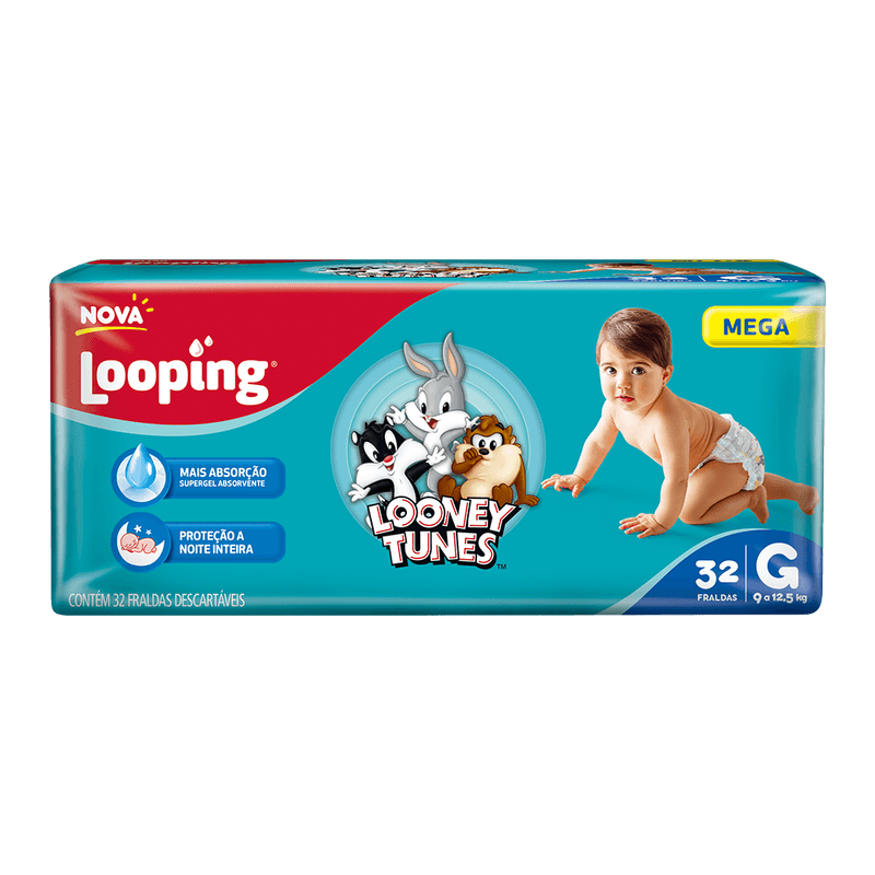 Fralda-Descartvel-Looney-Tunes-Mega-G-com-32un