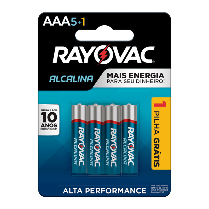 Pilha Rayovac Alcalina AAA Palito Leve 06un Pague 05un