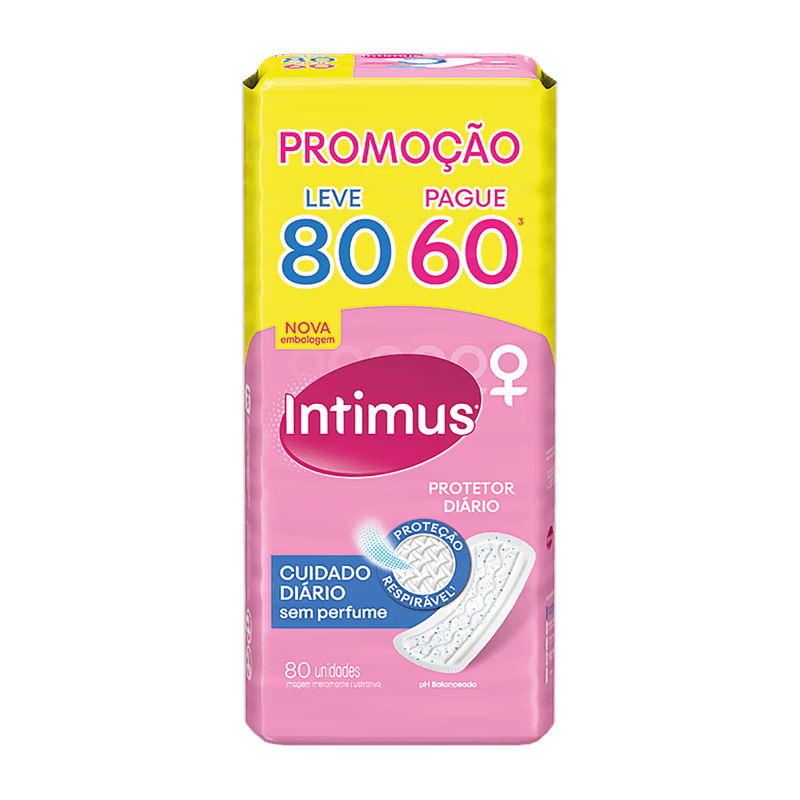 Protetor Dirio Intimus sem Perfume com 80un Leve Mais Pague Menos