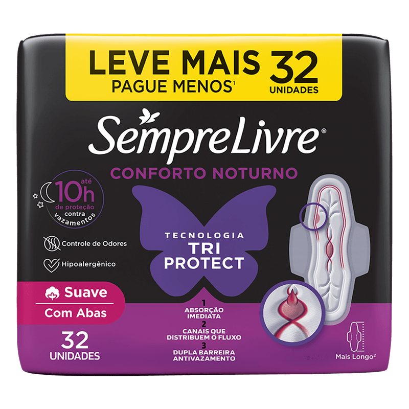 Absorvente Sempre Livre Adapt Plus Noite e Dia com Abas com 32un