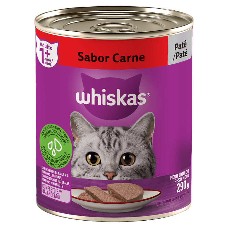 Alimento para Gatos Whiskas Carne Lata 290g
