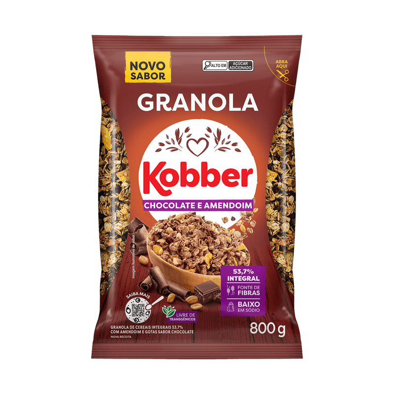 Granola Kobber Chocolate e Amendoim 800g
