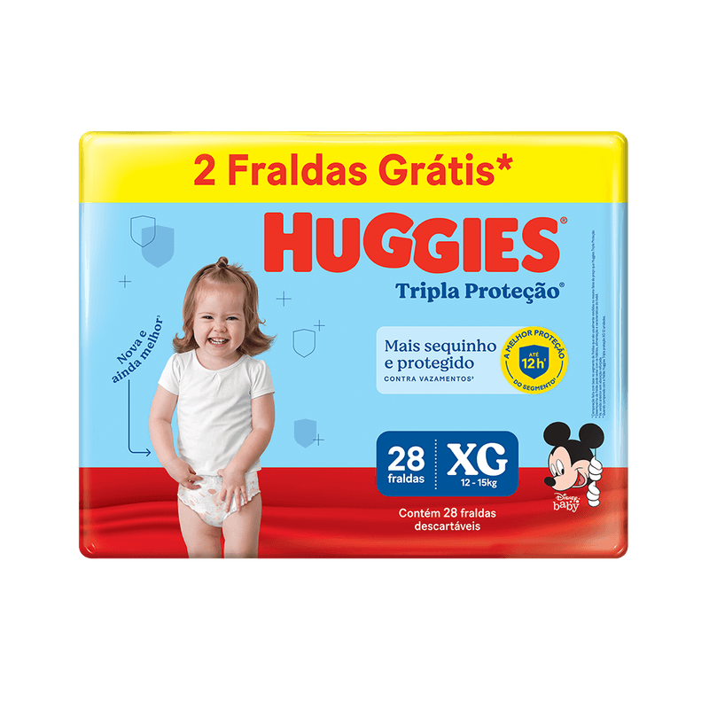 Fralda Descartvel Huggies Tripla Proteo Meguinha XG com 28un com 2 Grtis