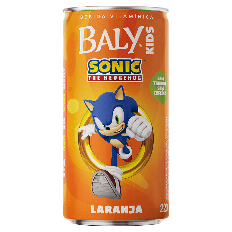 Bebida Baly Kids Sonic Laranja sem Taurina sem Cafena Lata 220ml