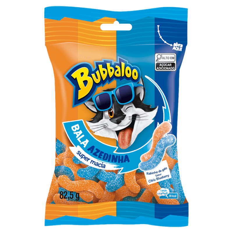 Bala Bubbaloo Azedinha Citric Blueberry Super Macia 825g