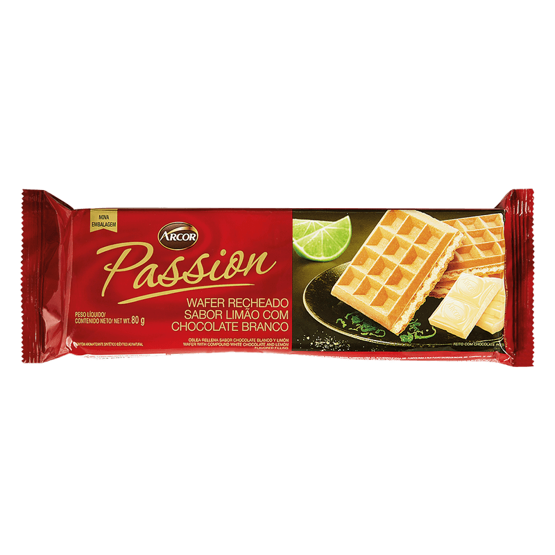 Wafer Arcor Passion Limo com Chocolate Branco 80g