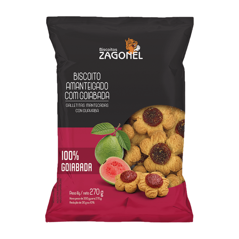 Biscoito Amanteigado Zagonel Goiabinha Pacote 270g