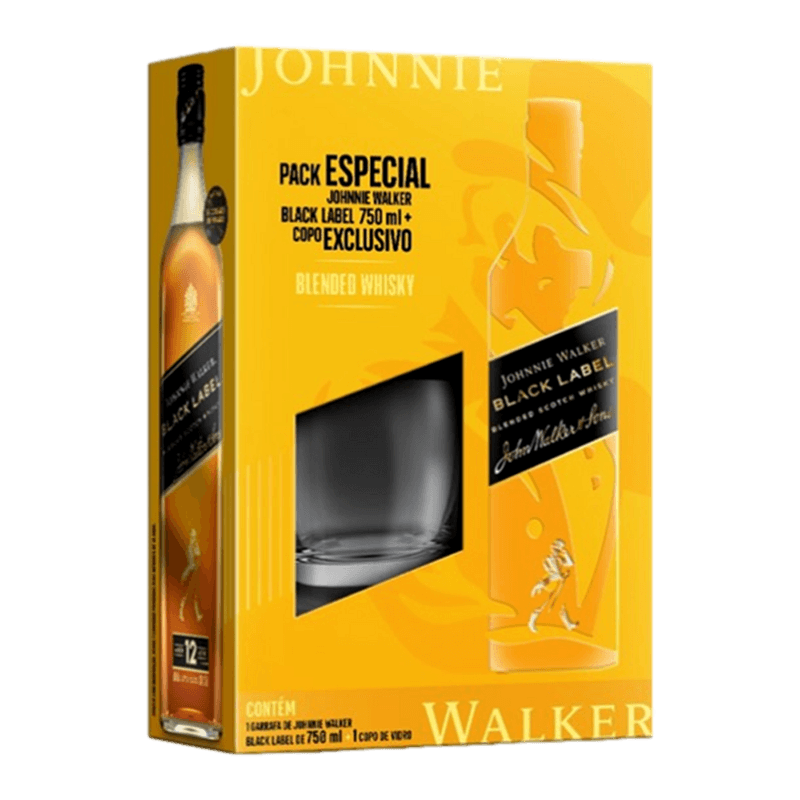 Whisky Johnnie Walker Black Label Pack Especial 750ml com 01 Copo Exclusivo