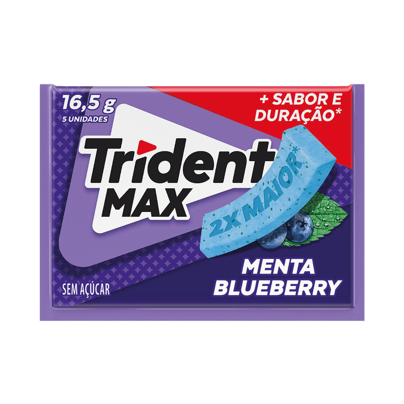 Goma de Mascar Trident Max Menta e Blueberry 165g